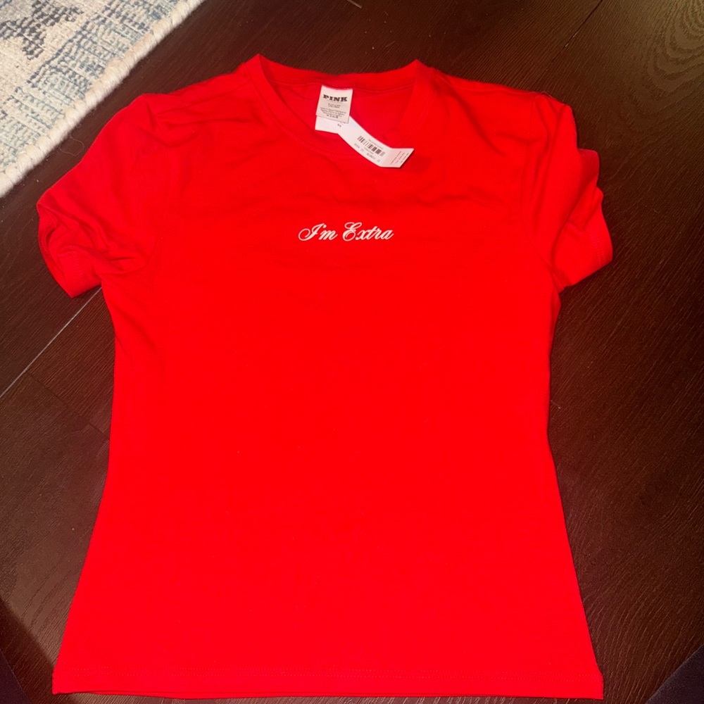 PINK Victoria's Secret Red Fitted Polo Tee